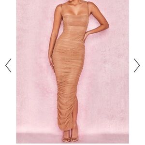 House of CB Strapless Tan Dress
